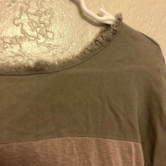 Taupe Dolan three quarter sleeve blouse with sheer top - Picture 3 of 6